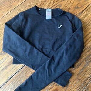Gymshark Long Sleeve Crop Top Black Size Small